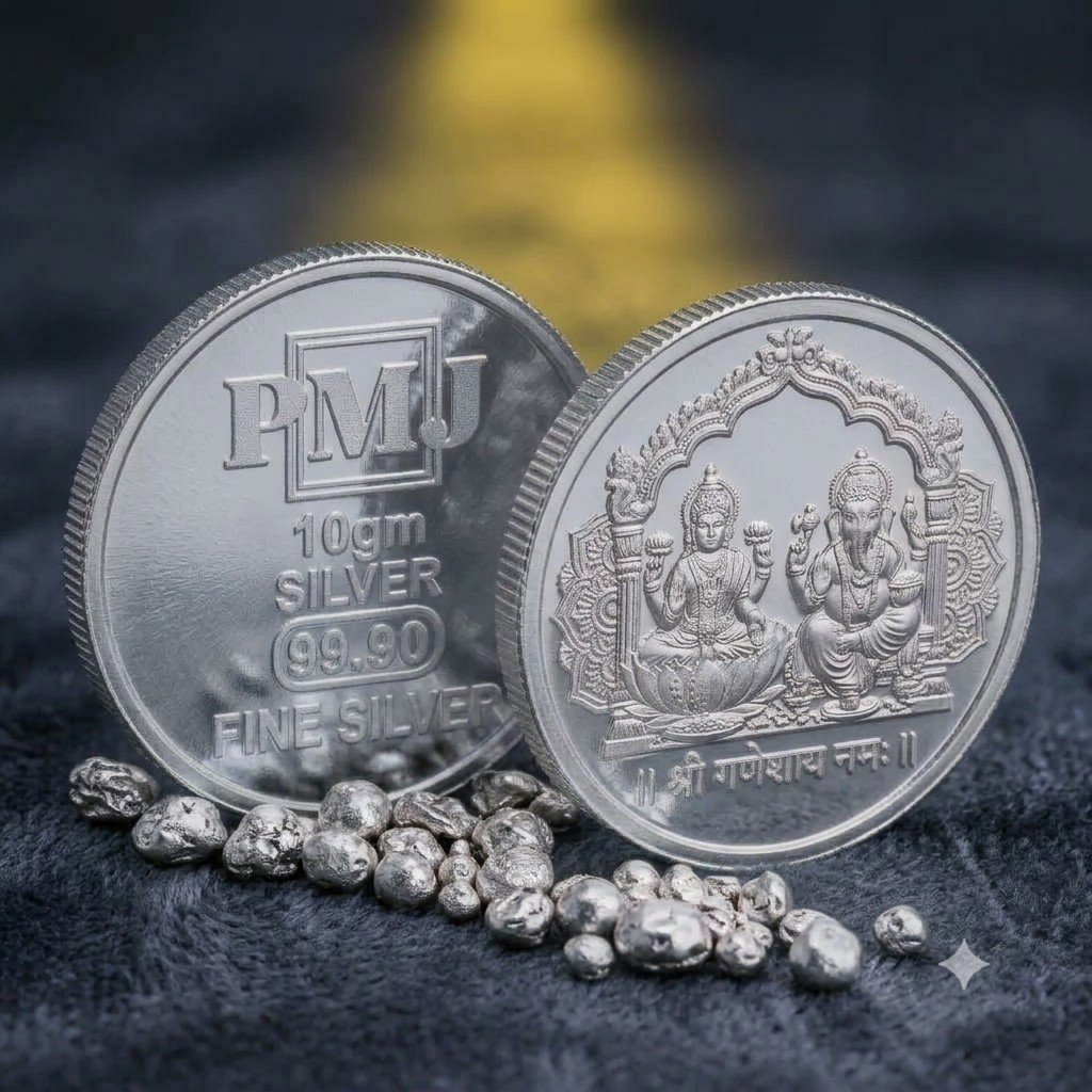 PMJ 10g fine silver Lakshmi Ganesha coins with silver nuggets
