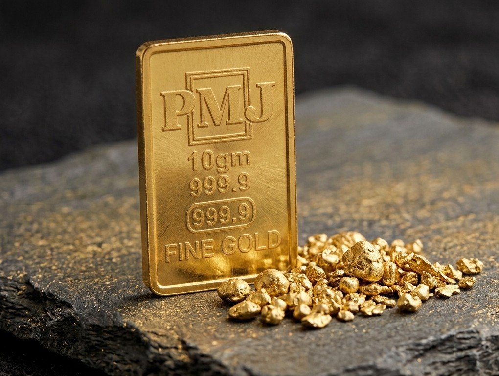 PMJ 10g brushed fine gold bar