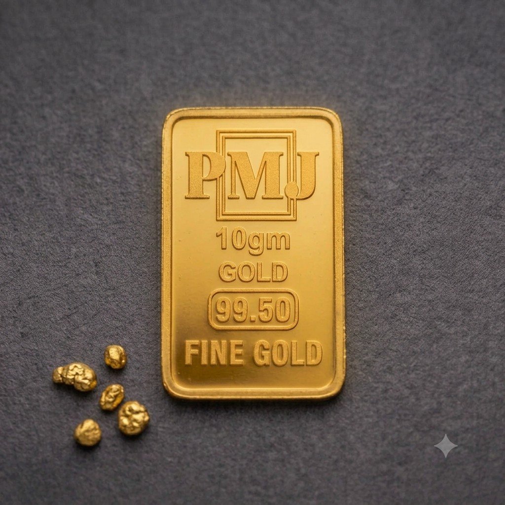 PMJ 10g fine gold bar with gold nuggets